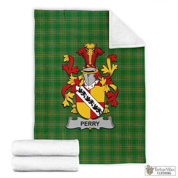 Perry Irish Clan Tartan Blanket with Coat of Arms