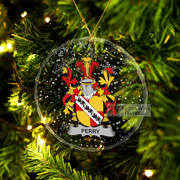 Perry Irish Clan Christmas Glass Ornament with Coat of Arms