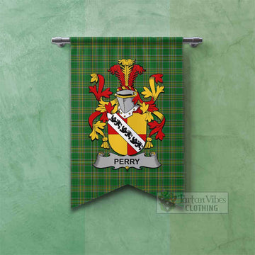 Perry Irish Clan Tartan Gonfalon, Tartan Banner with Coat of Arms Fishtail - Tartan Vibes Clothing