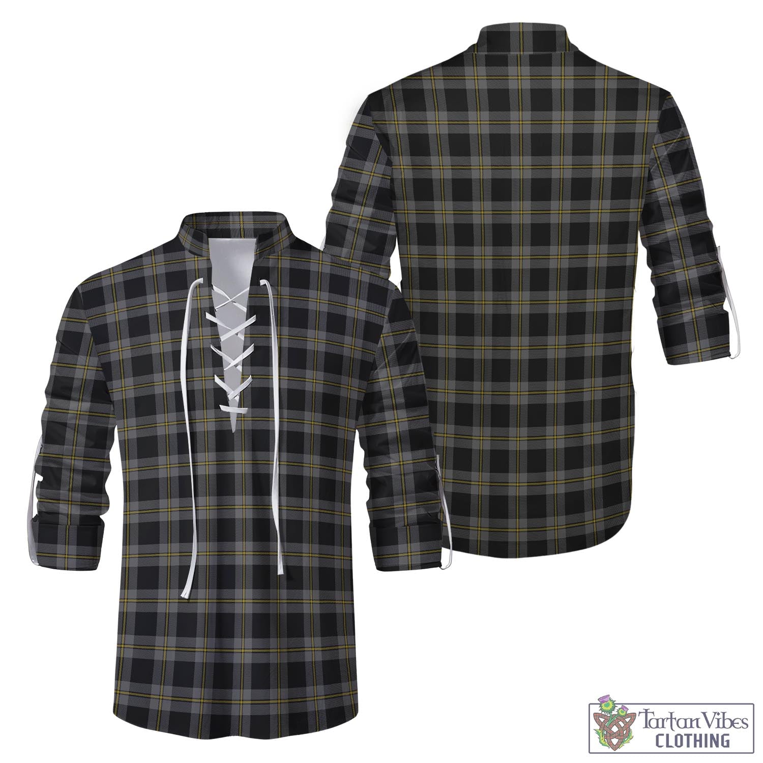 Tartan Vibes Clothing Perry Ancient Tartan Men's Scottish Traditional Jacobite Ghillie Kilt Shirt