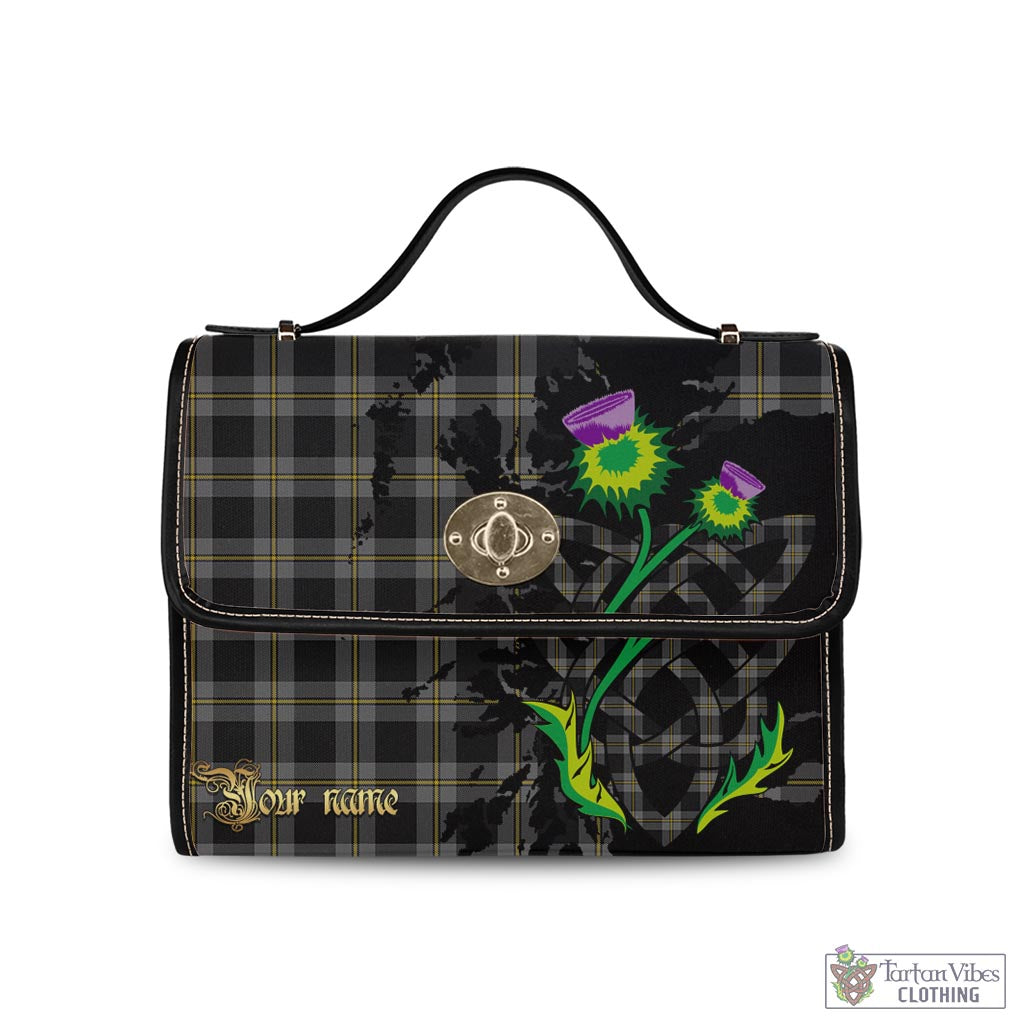 Tartan Vibes Clothing Perry Ancient Tartan Waterproof Canvas Bag with Scotland Map and Thistle Celtic Accents