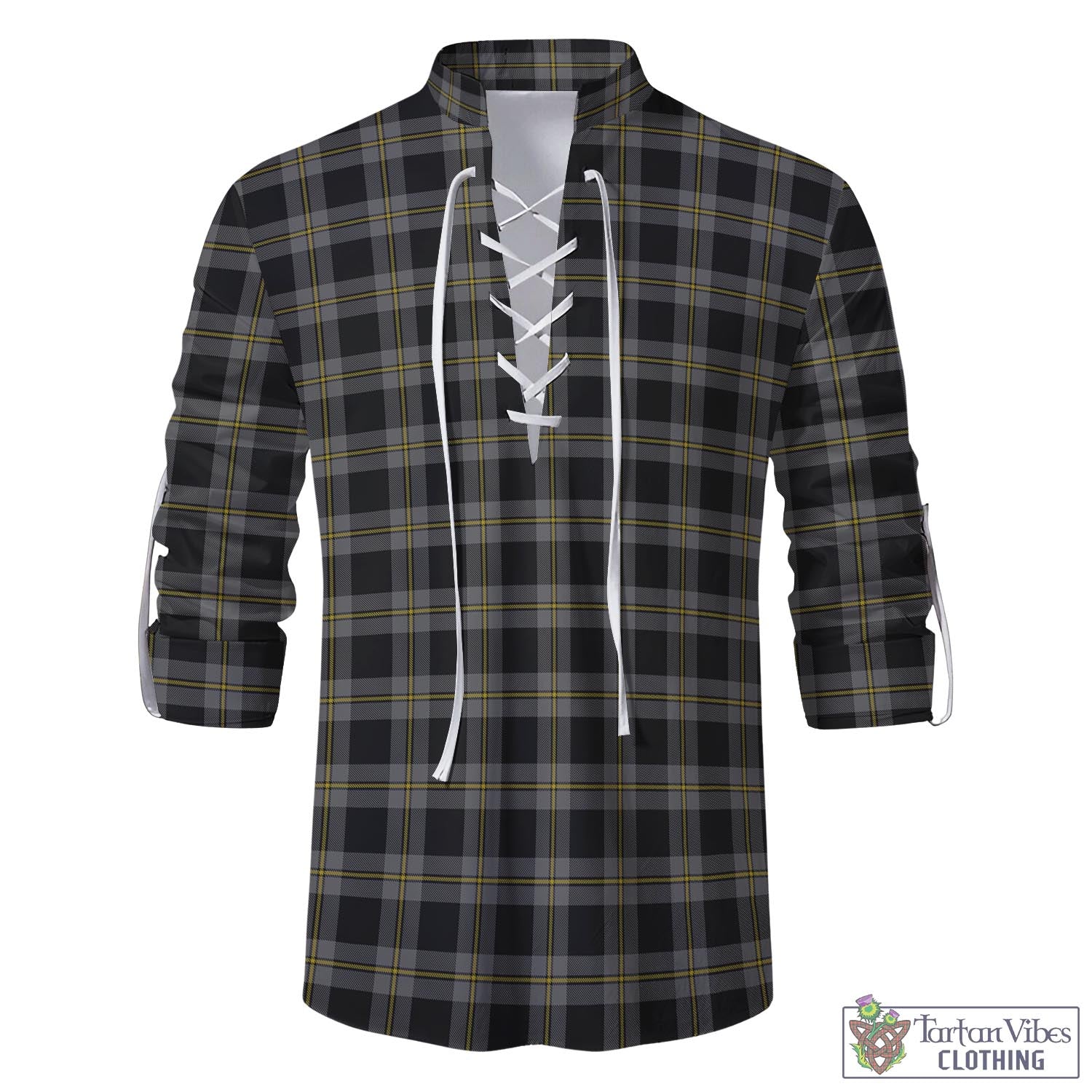 Tartan Vibes Clothing Perry Ancient Tartan Men's Scottish Traditional Jacobite Ghillie Kilt Shirt