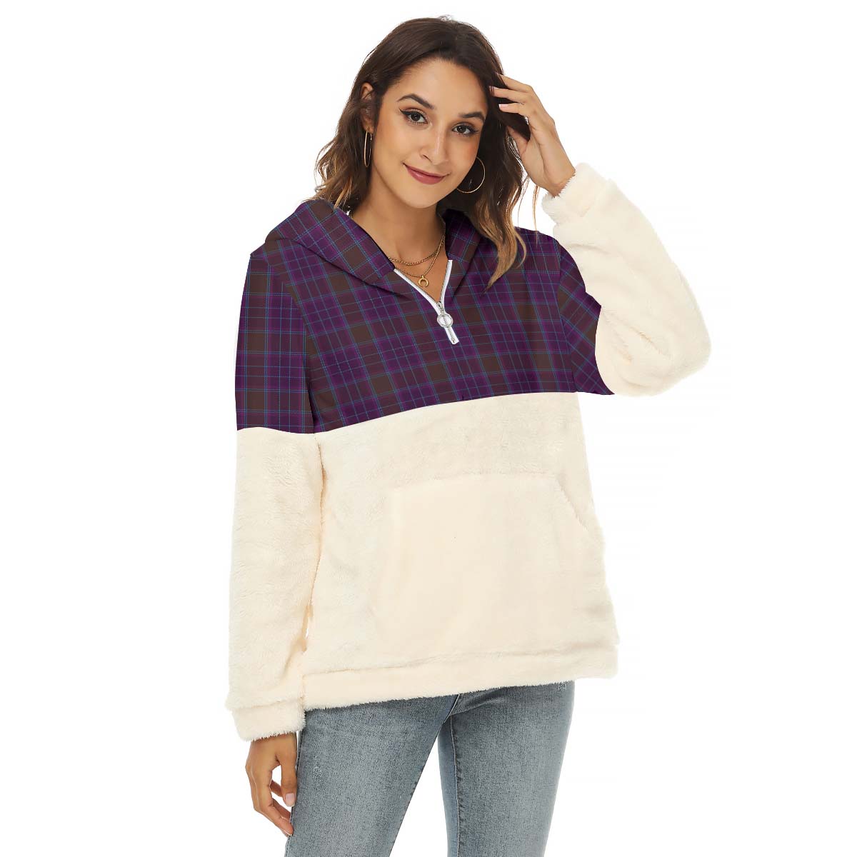 Phillips Tartan Women's Borg Fleece Hoodie With Half Zip Female - Tartan Vibes Clothing