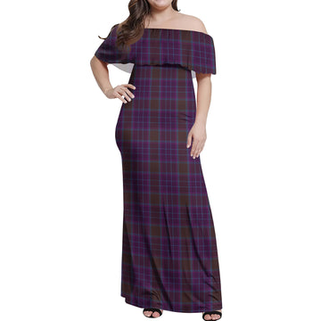 Phillips Tartan Off Shoulder Long Dress