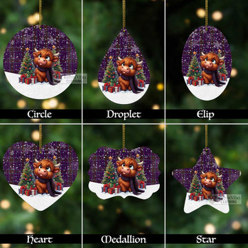 Phillips Tartan Christmas Aluminium Ornament with Adorable Highland Coo