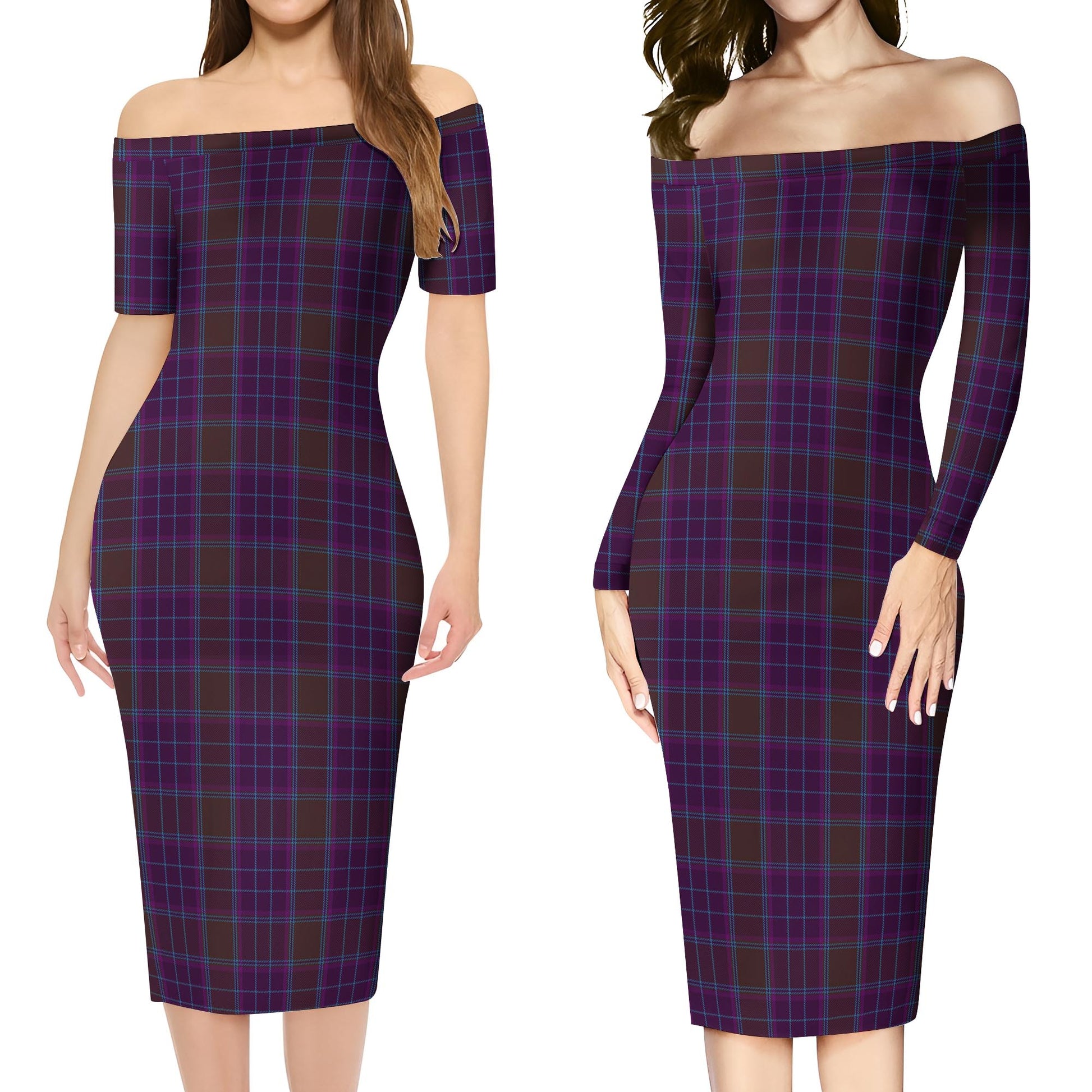 Phillips Tartan Off Shoulder Lady Dress Women's Dress - Tartanvibesclothing