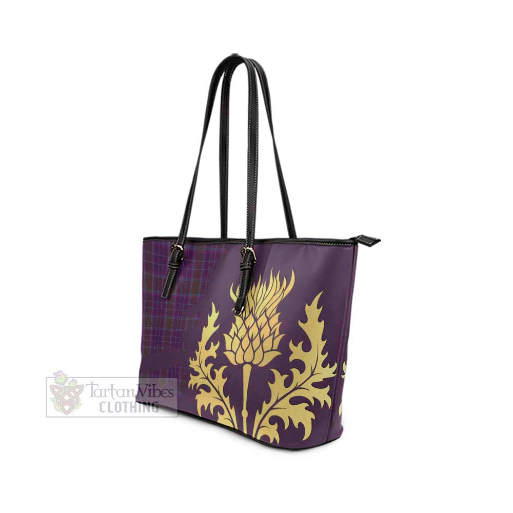 Phillips Tartan Leather Tote Bag Gold Thistle Style - Tartan Vibes Clothing