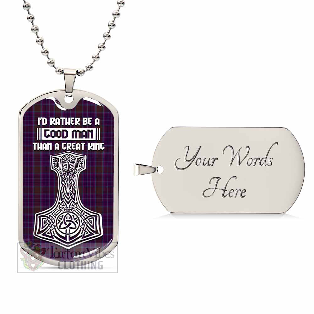 Phillips Tartan Dog Tag Necklace Viking Mjolnir Style Silver Yes - Tartan Vibes Clothing