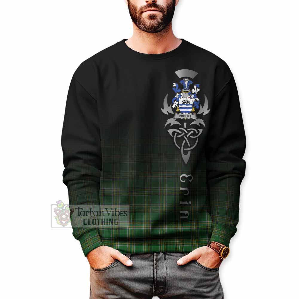 Phillips Irish Clan Sweatshirt with Coat of Arms Erin Go Bragh Celtic Inspired - Tartan Vibes Clothing