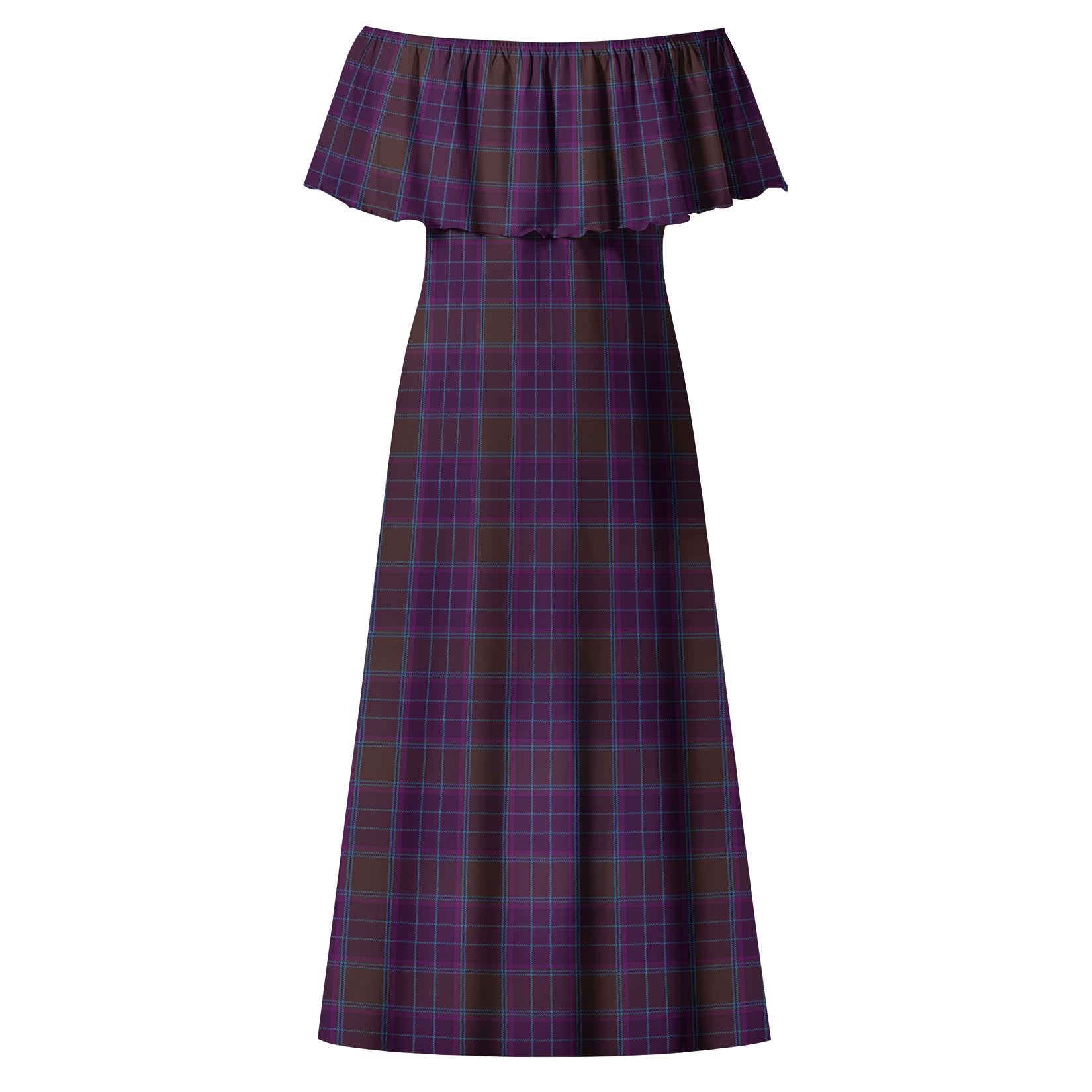 Phillips Tartan Off Shoulder Long Dress - Tartanvibesclothing