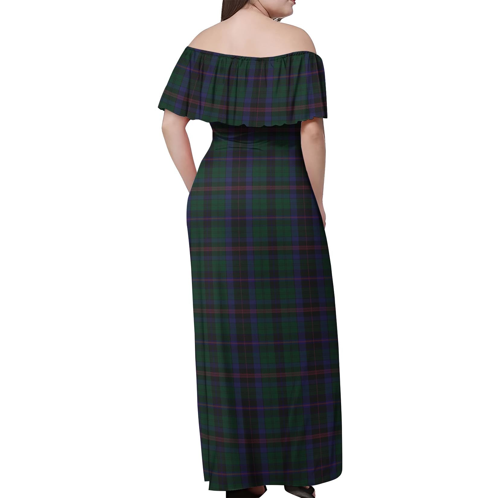 Phillips of Wales Tartan Off Shoulder Long Dress - Tartanvibesclothing