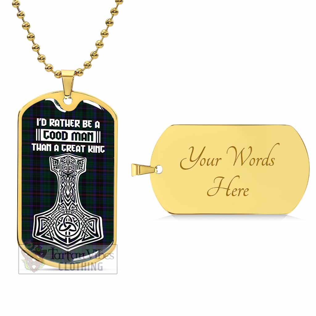 Phillips of Wales Tartan Dog Tag Necklace Viking Mjolnir Style Gold Yes - Tartan Vibes Clothing