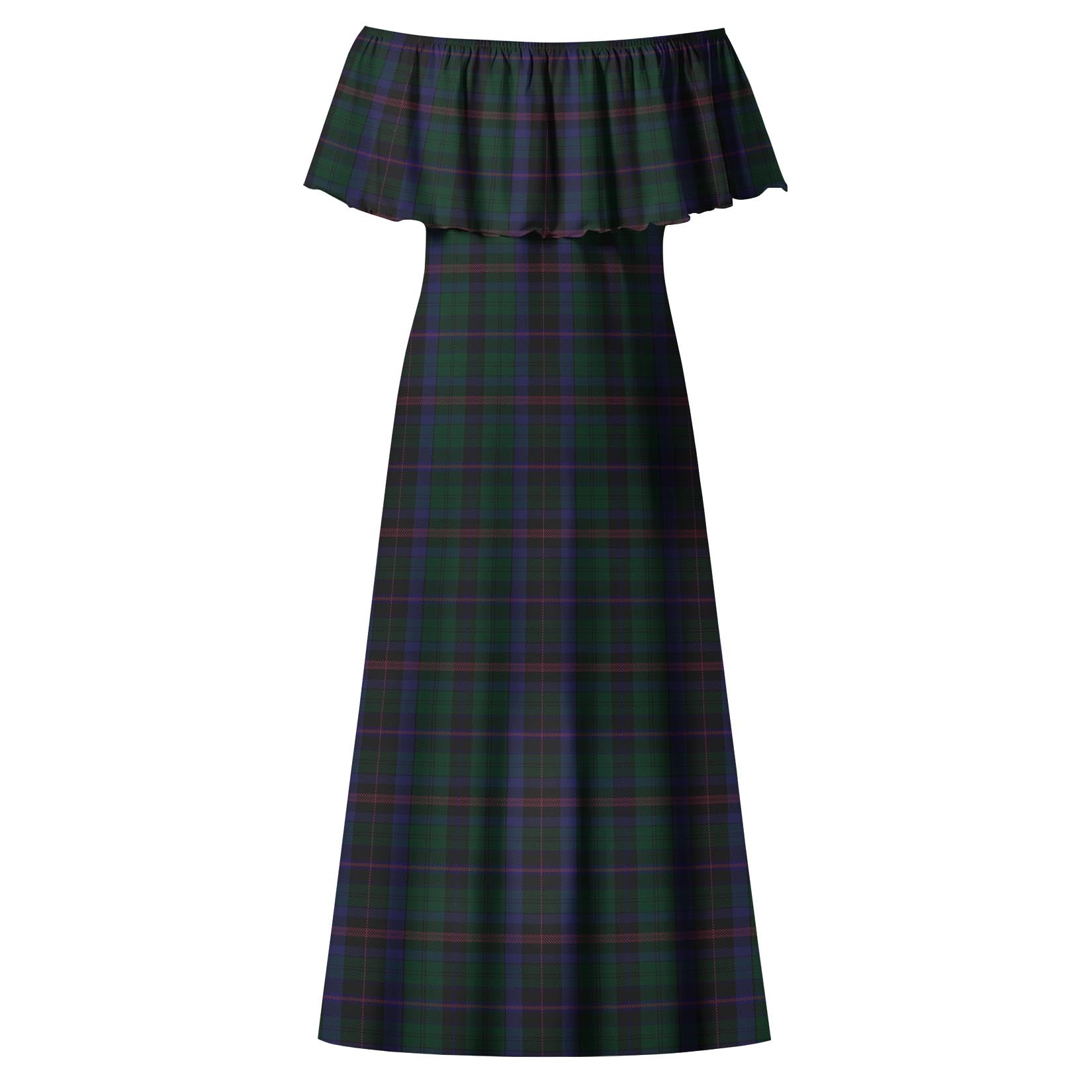 Phillips of Wales Tartan Off Shoulder Long Dress - Tartanvibesclothing