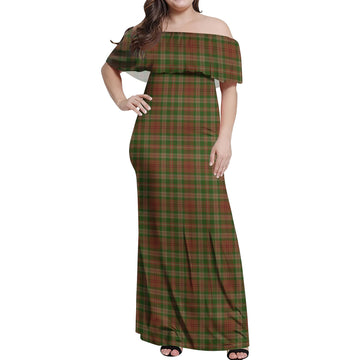 Pierce Tartan Off Shoulder Long Dress