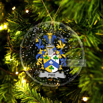 Pike Irish Clan Christmas Glass Ornament with Coat of Arms