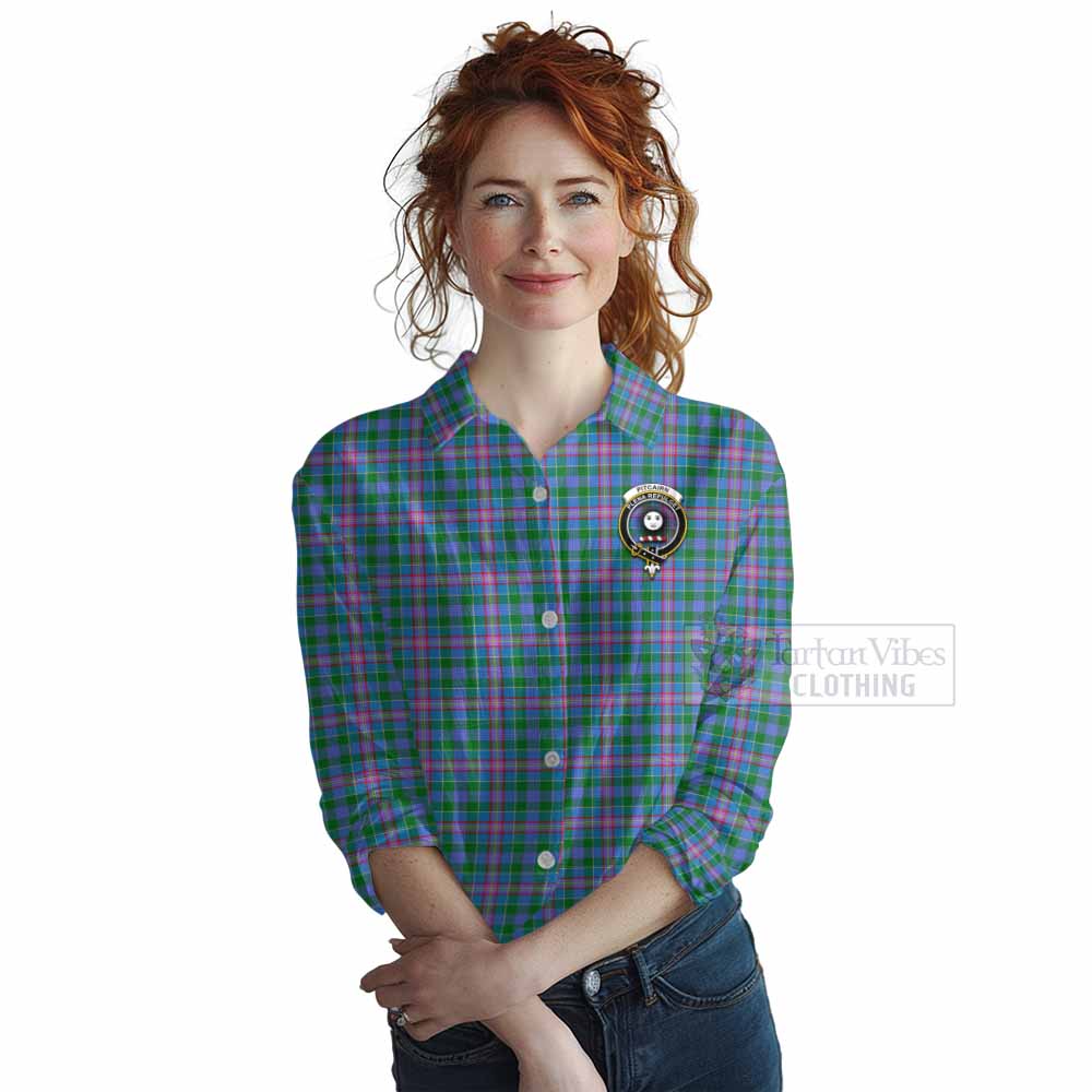 Tartan Vibes Clothing Pitcairn Tartan Women's Casual Shirt with Family Crest DNA In Me Style