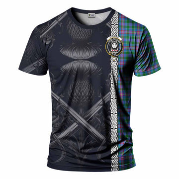 Pitcairn Tartan T-Shirt with Family Crest Cross Sword Thistle Celtic Vibes Kid's Shirt - Tartan Vibes Clothing