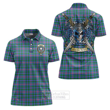 Pitcairn Tartan Women's Polo Shirt with Family Crest Celtic Skull Style