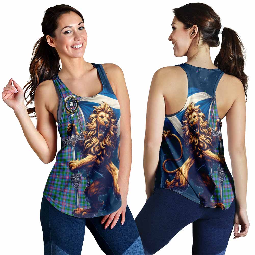 Tartan Vibes Clothing Pitcairn Tartan Family Crest Women's Racerback Tanks with Scottish Majestic Lion