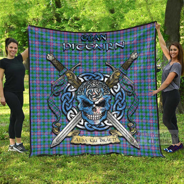 Pitcairn Tartan Quilt with Celtic Skull Alba Gu Brath Style