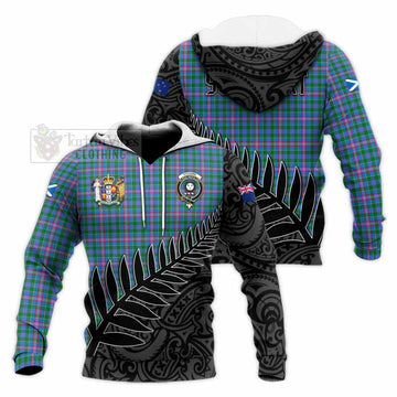 Pitcairn Crest Tartan Knitted Hoodie with New Zealand Silver Fern Half Style