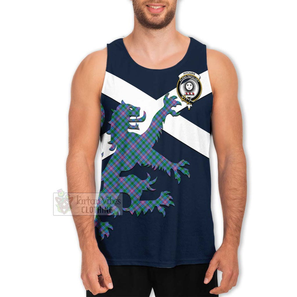 Tartan Vibes Clothing Pitcairn Tartan Lion Rampant Men's Tank Top – Proudly Display Your Heritage with Alba Gu Brath and Clan Name