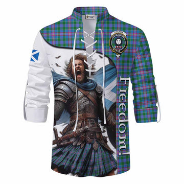 Pitcairn Crest Tartan Ghillie Kilt Shirt Inspired by the Freedom of Scottish Warrior