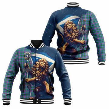 Pitcairn Tartan Family Crest Baseball Jacket with Scottish Majestic Lion Unisex - Tartan Vibes Clothing