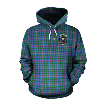 Pitcairn Tartan Cotton Hoodie with Family Crest and Bearded Skull Holding Bottles of Whiskey Pullover Hoodie XS - Tartan Vibes Clothing