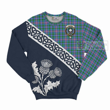 Pitcairn Tartan Sweatshirt Featuring Thistle and Scotland Map