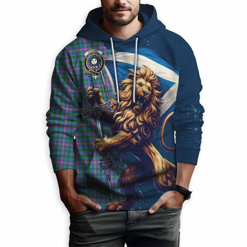 Pitcairn Tartan Family Crest Hoodie with Scottish Majestic Lion