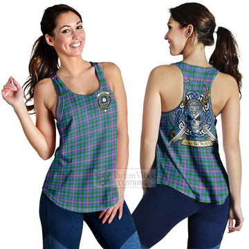 Pitcairn Tartan Women's Racerback Tanks with Family Crest Celtic Skull Style