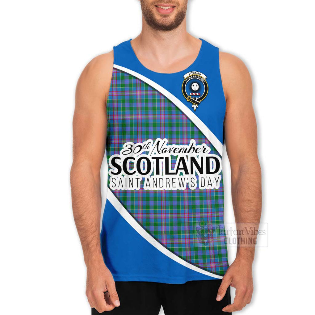 Tartan Vibes Clothing Pitcairn Family Crest Tartan Men's Tank Top Celebrate Saint Andrew's Day in Style