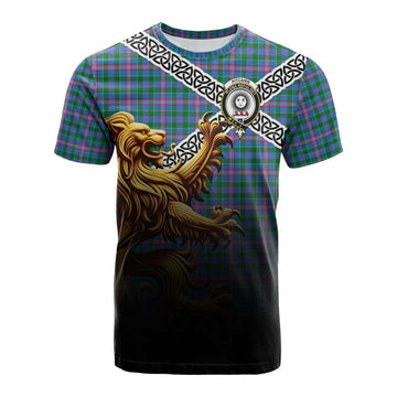 Pitcairn Crest Tartan Cotton T-shirt with Golden Lion Emblem Celtic Style Kid's Shirt - Tartan Vibes Clothing