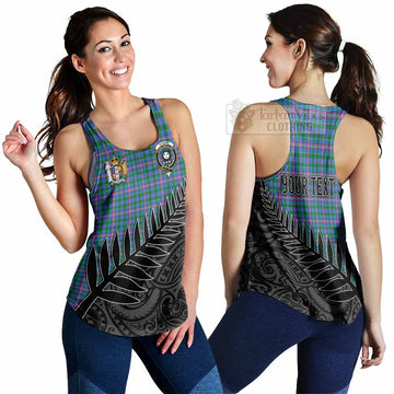 Pitcairn Crest Tartan Women's Racerback Tanks with New Zealand Silver Fern Half Style