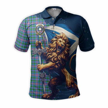 Pitcairn Tartan Family Crest Men's Polo Shirt with Scottish Majestic Lion