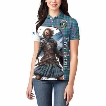 Pitcairn Crest Tartan Women's Polo Shirt Inspired by the Freedom of Scottish Warrior