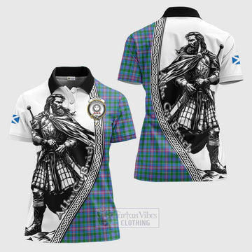 Pitcairn Tartan Clan Crest Women's Polo Shirt with Highlander Warrior Celtic Style