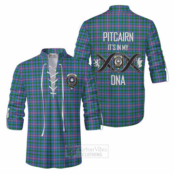 Pitcairn Tartan Ghillie Kilt Shirt with Family Crest DNA In Me Style Men - Tartan Vibes Clothing