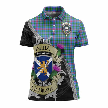Pitcairn Tartan Family Crest Women's Polo Shirt Lion Rampant Royal Thistle Shield Celtic Inspired Women - Tartan Vibes Clothing