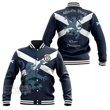 Pitcairn Tartan Lion Rampant Baseball Jacket Proudly Display Your Heritage with Alba Gu Brath and Clan Name Unisex - Tartan Vibes Clothing