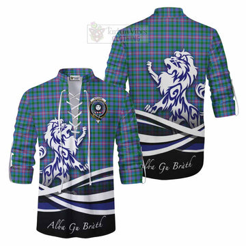 Pitcairn Tartan Ghillie Kilt Shirt with Alba Gu Brath Regal Lion Emblem Men - Tartan Vibes Clothing