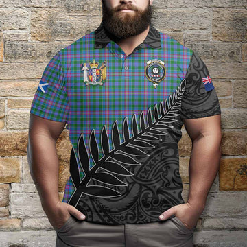 Pitcairn Crest Tartan Polo Shirt with New Zealand Silver Fern Half Style