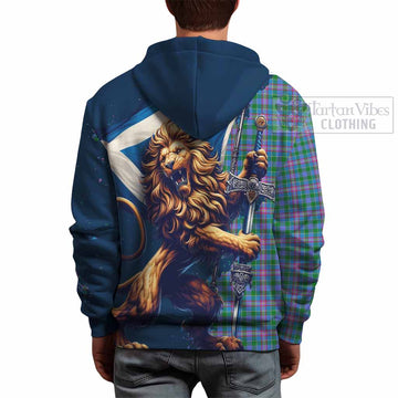 Pitcairn Tartan Family Crest Hoodie with Scottish Majestic Lion