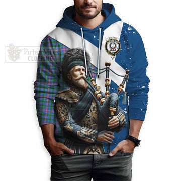 Pitcairn Tartan Hoodie with Family Crest Scottish Bagpiper Vibes