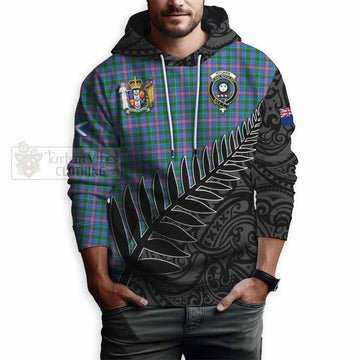 Pitcairn Crest Tartan Hoodie with New Zealand Silver Fern Half Style