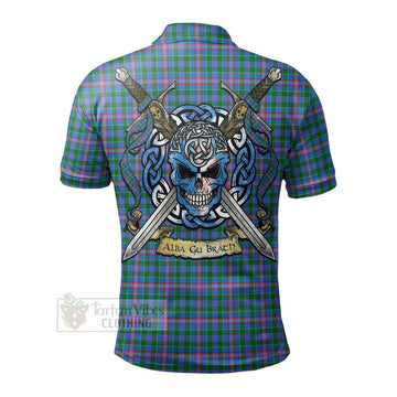 Pitcairn Tartan Polo Shirt with Family Crest Celtic Skull Style