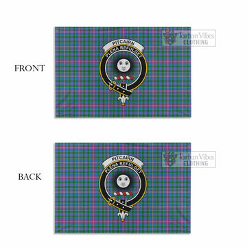 Pitcairn Tartan House Flag with Family Crest