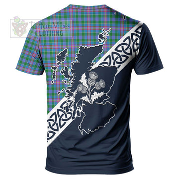 Pitcairn Tartan T-Shirt Featuring Thistle and Scotland Map - Tartanvibesclothing Store