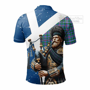 Pitcairn Tartan Polo Shirt with Family Crest Scottish Bagpiper Vibes